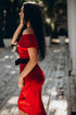 Red evening dress Formal women midi gown